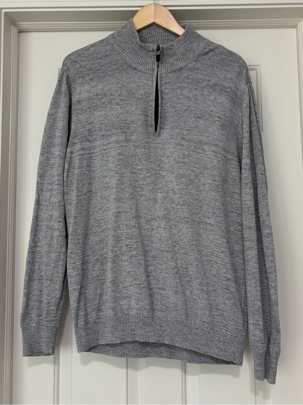 Men's Lightweight Gray Zip-Neck Sweater